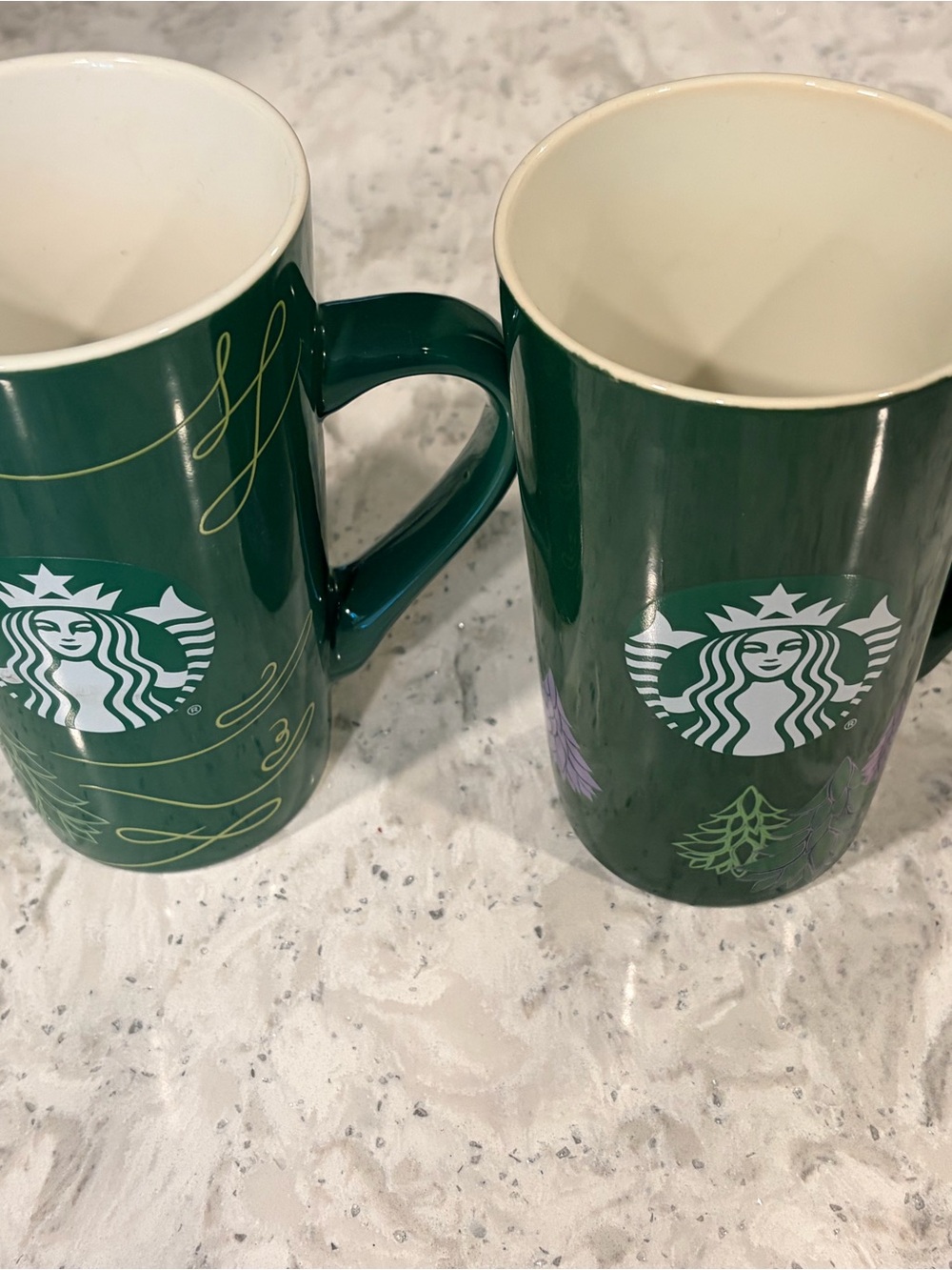 Starbucks Dark Green Ceramic Holiday Mugs - Pair